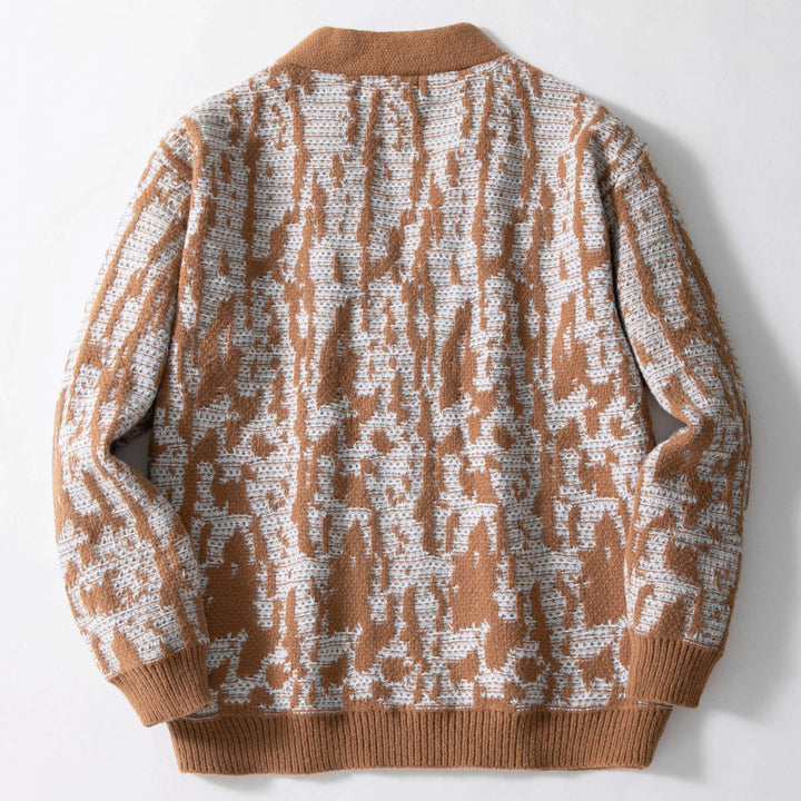 Men's stylish knit cardigan with stylish pattern and V-neck Lisslune