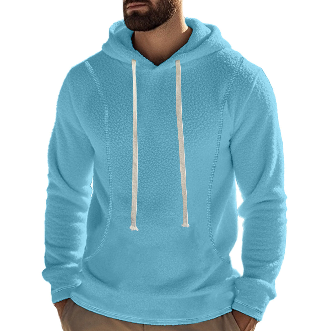 Men's Comfortable Fleece Hoodie with High Neck and Practical Kangaroo Pocket Lisslune
