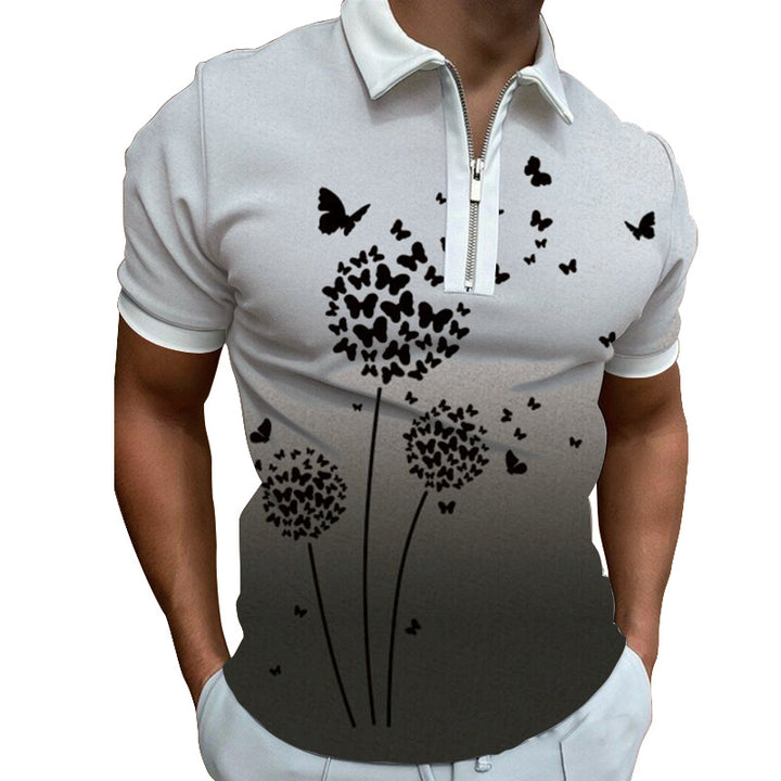 Men's polo shirt with modern graphic pattern and zipper Lisslune