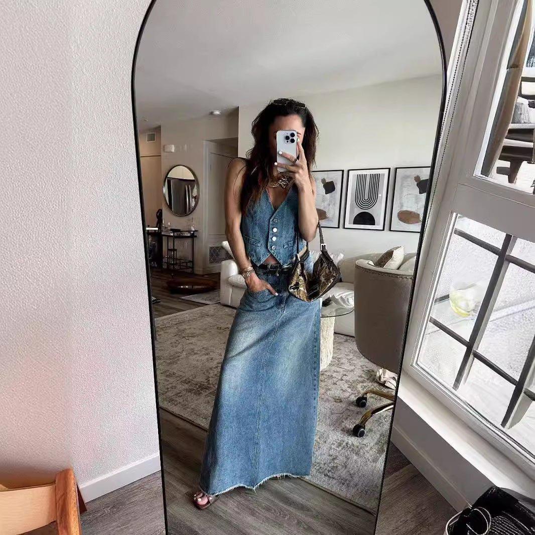Women's Casual Lace Maxi Skirts with High Slit Lisslune