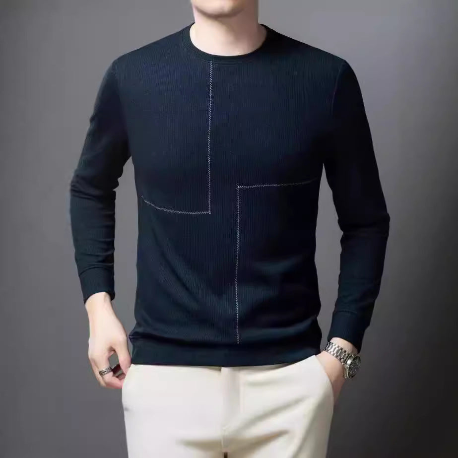 Men's stylish crew neck sweater with textured design Lisslune