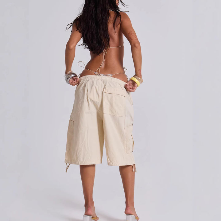 Women's Casual Short Cargo Shorts with Adjustable Waistband and Practical Pockets Lisslune