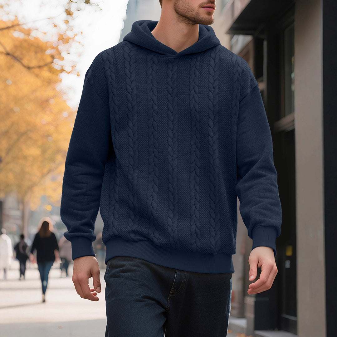 Men's hoodie with textured knit pattern and fashionable accents Lisslune