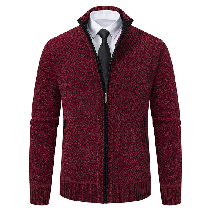 Men's elegant cardigan with modern zipper and high collar Lisslune