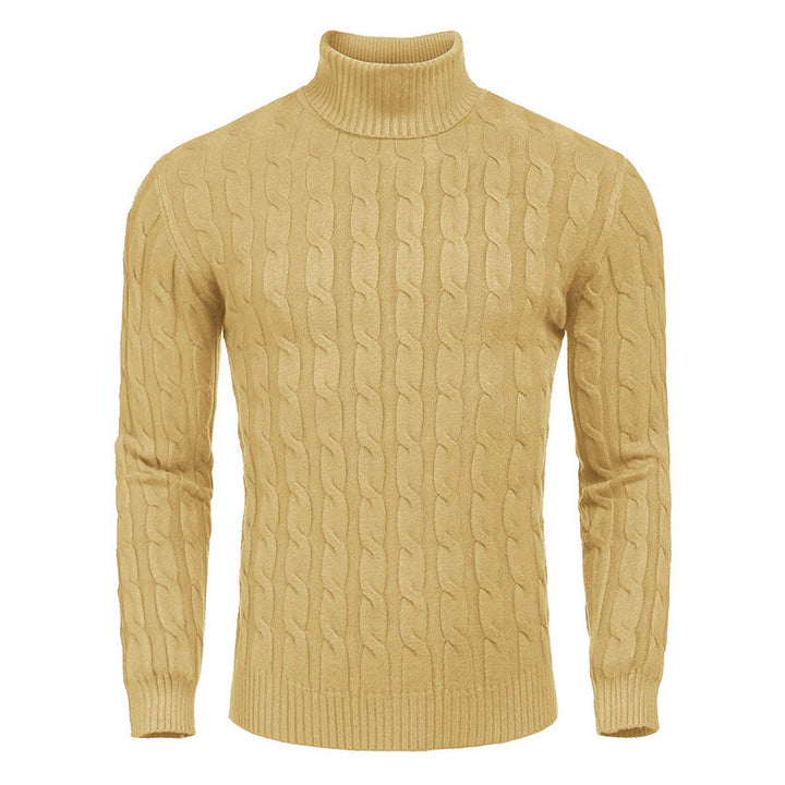 Men's fashionable turtleneck sweater with cable pattern Lisslune