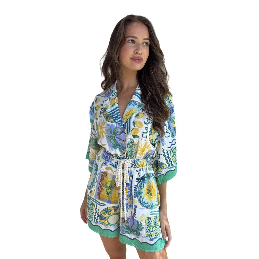 Ladies beach dress with colorful pattern Lune London