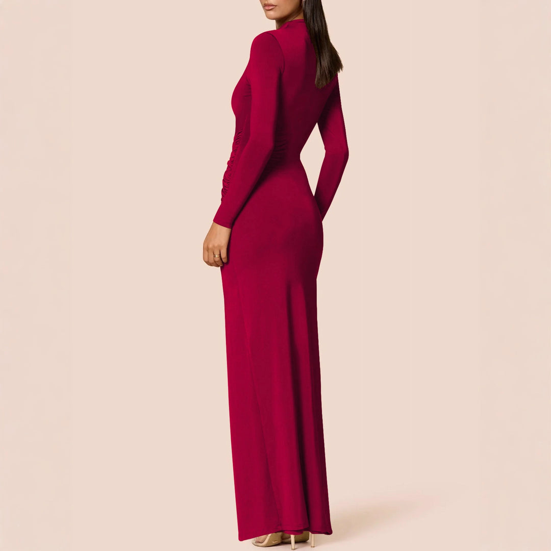 Damen Elegantes Maxikleid mit figurbetonendem Schnitt und hohem Schlitz Lisslune