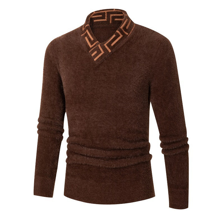 Men's fashionable sweater with stylish stand-up collar and textured design Lisslune