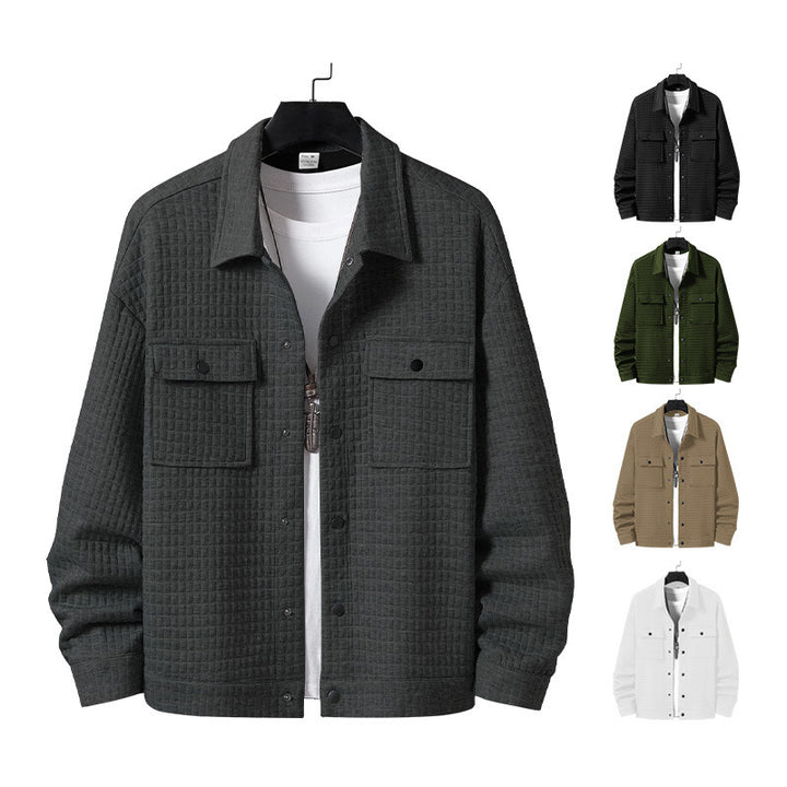 Men's casual shirt jacket with textured fabric and practical pockets Lisslune