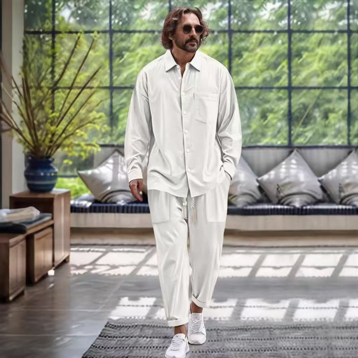Men's casual leisure set with high-quality satin surface Lisslune