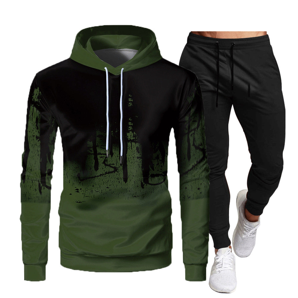 Men's Sporty Hooded Sweatshirt with Stylish Graphic Design and Comfortable Jogger Pants Lisslune