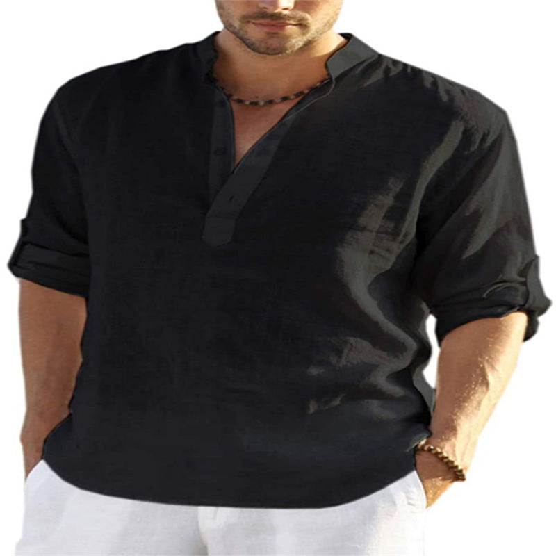 Men's casual long sleeve with stand-up collar Lisslune