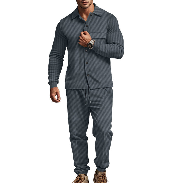 Men's casual pajama set with elegant button details Lisslune