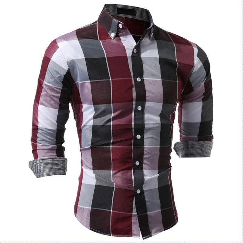 Men's long-sleeve shirt with modern check pattern and elegant fit Lisslune