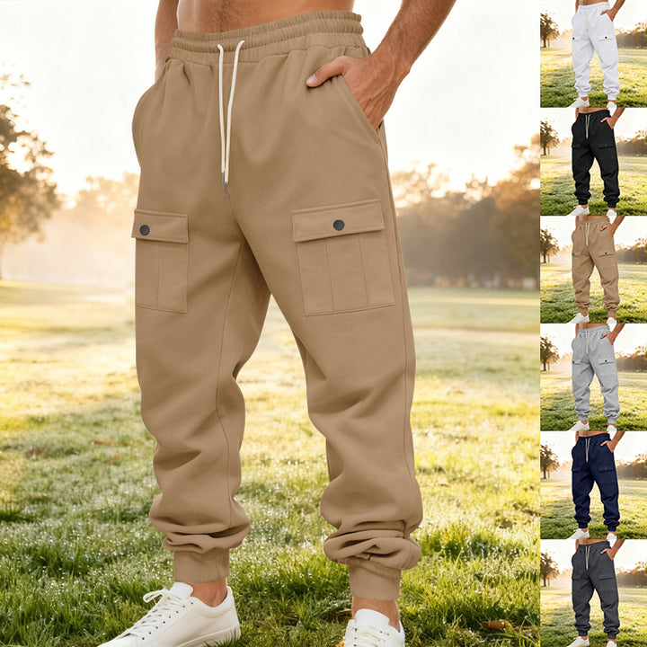 Men's cargo joggers with elastic waistband and functional pockets Lisslune