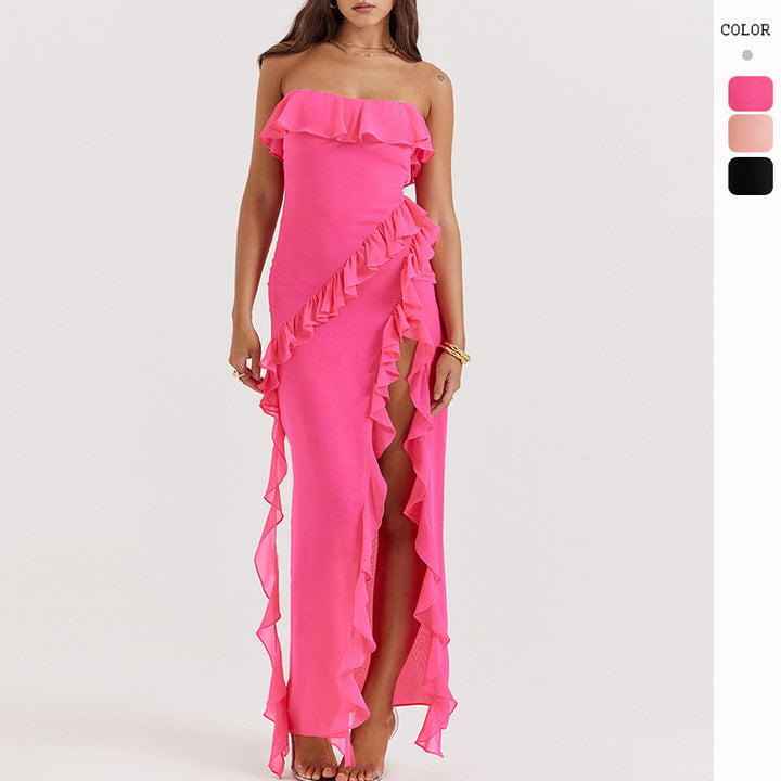 Ladies evening dress in elegant ruffle style
