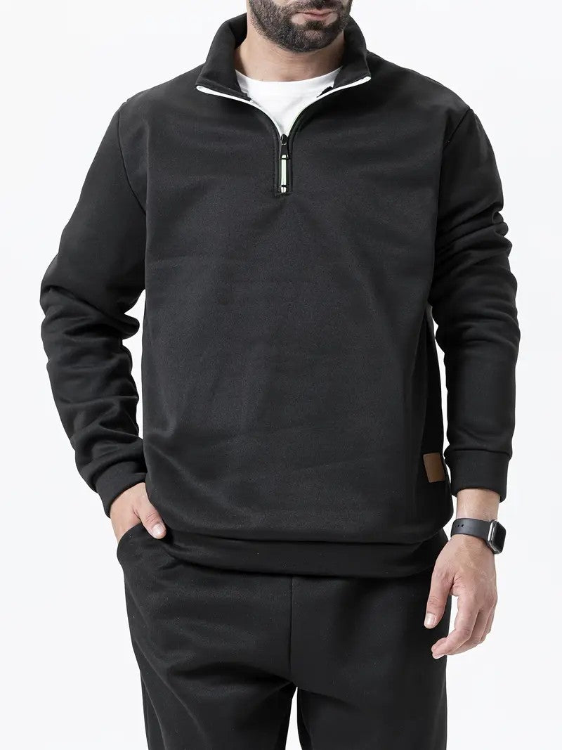 Men's fleece pullover with half zipper Lisslune