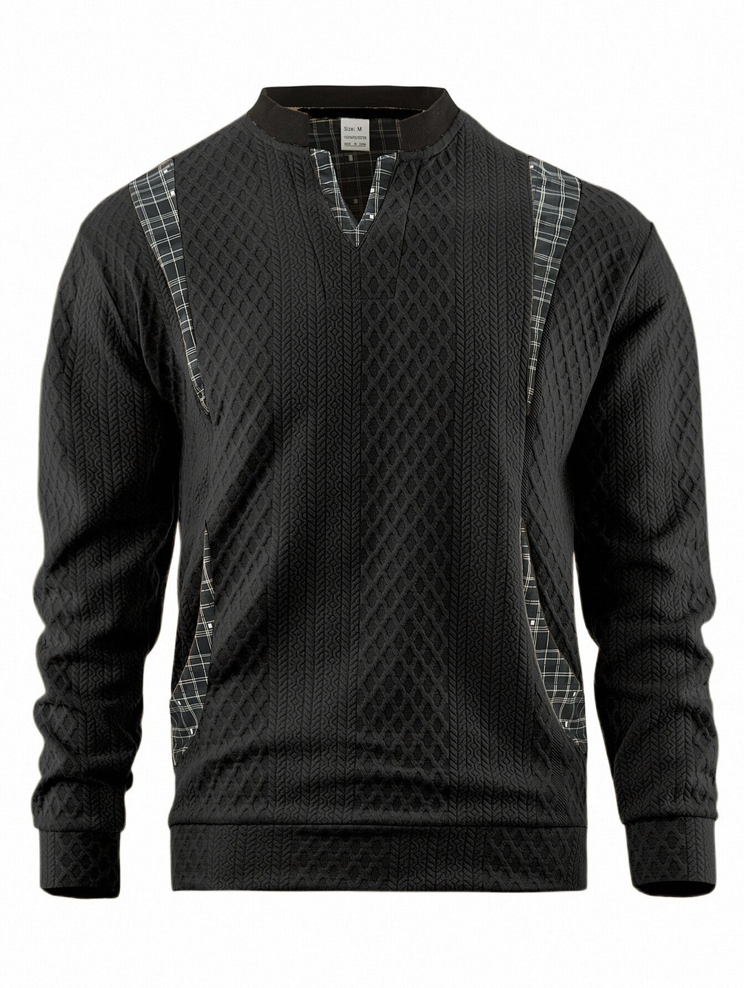 Men's knitted sweater with fashionable check elements Lisslune