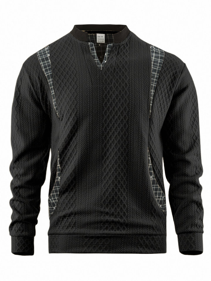 Men's knitted sweater with fashionable check elements Lisslune