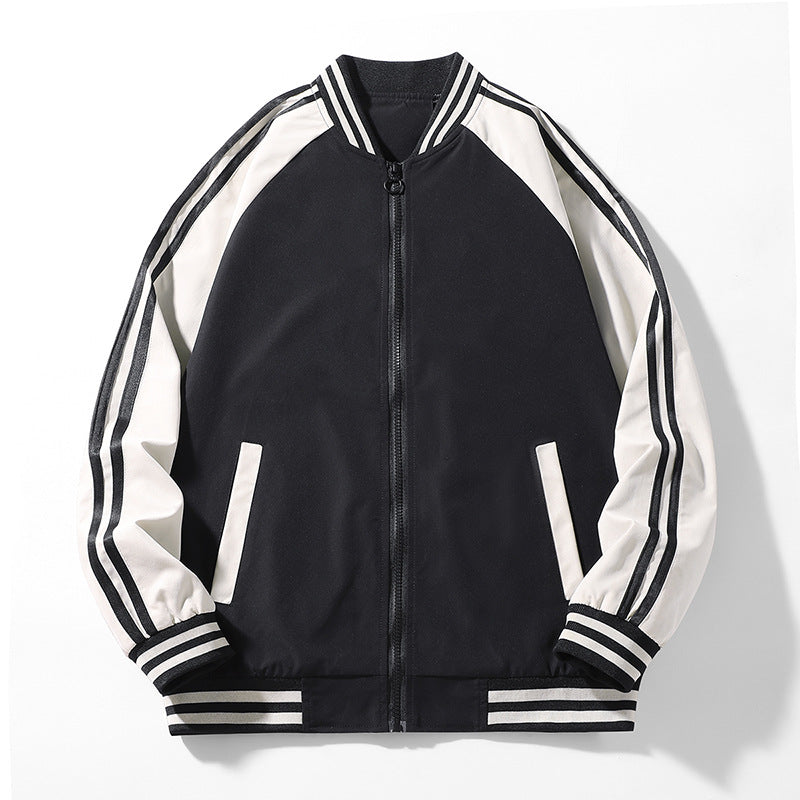 Men's Sporty Bomber Jacket with Contrasting Stripes Lisslune