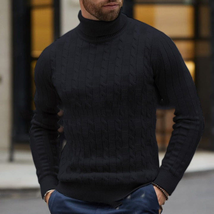 Men's knitted sweater with stylish turtleneck and textured pattern Lisslune