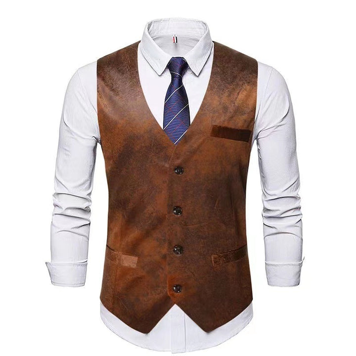 Men's stylish vest with leather accents and practical pockets Lisslune
