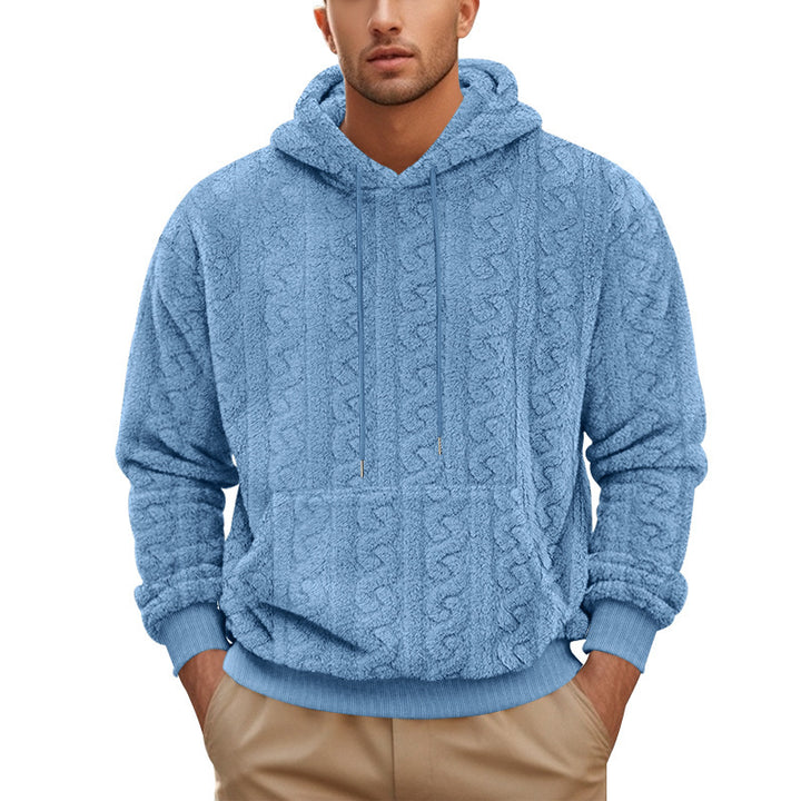 Men's hooded sweater made of soft fleece with textured design and kangaroo pocket Lisslune