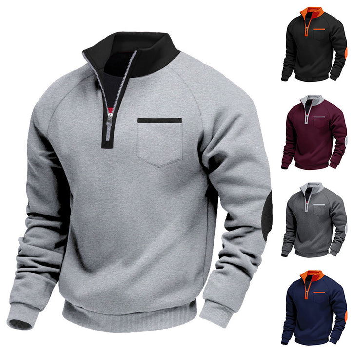 Men's sweatshirt with stand-up collar and practical pockets Lisslune