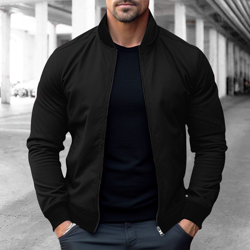 Men's sporty bomber jacket made of soft fleece with zippered pockets Lisslune