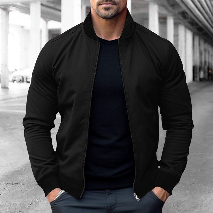 Men's sporty bomber jacket made of soft fleece with zippered pockets Lisslune