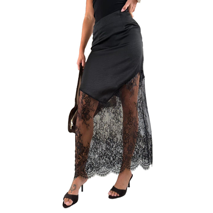 Women's asymmetrical lace skirt with satin lining Lisslune