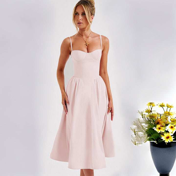 Women's midi dress with fitted bodice and flowing skirt Lisslune