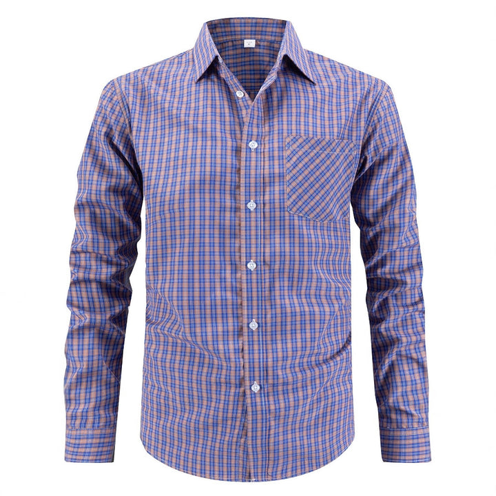 Men's elegant checkered long sleeve shirt with chest pocket Lisslune