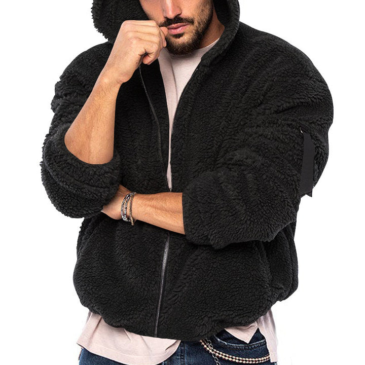 Men's cuddly teddy fleece hoodie Lisslune