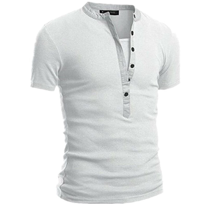 Men's Short Sleeve Shirt with Modern Buttons and Stitched Collar Lisslune