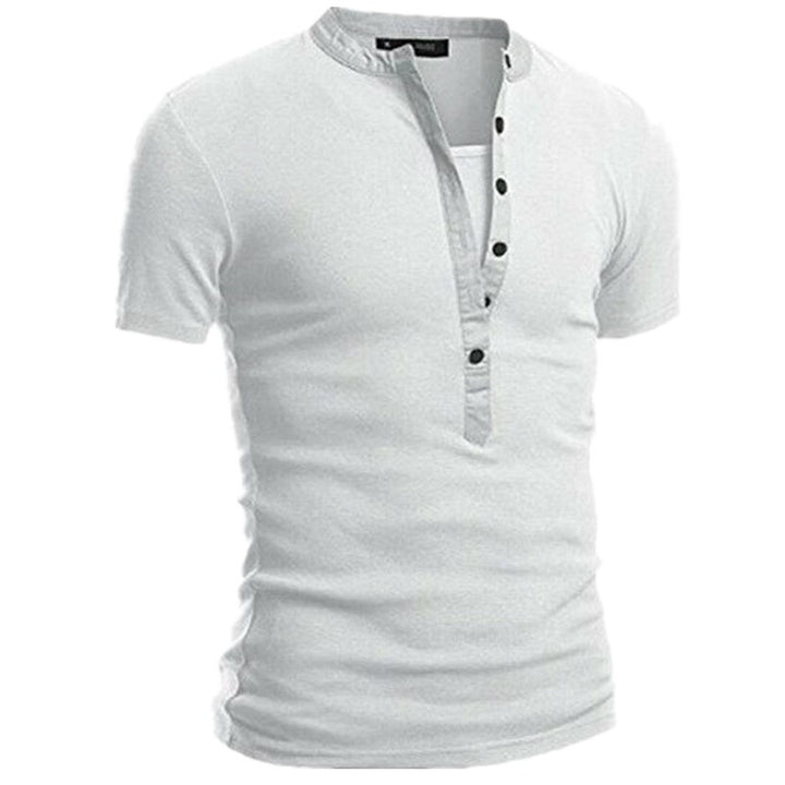Men's Short Sleeve Shirt with Modern Buttons and Stitched Collar Lisslune