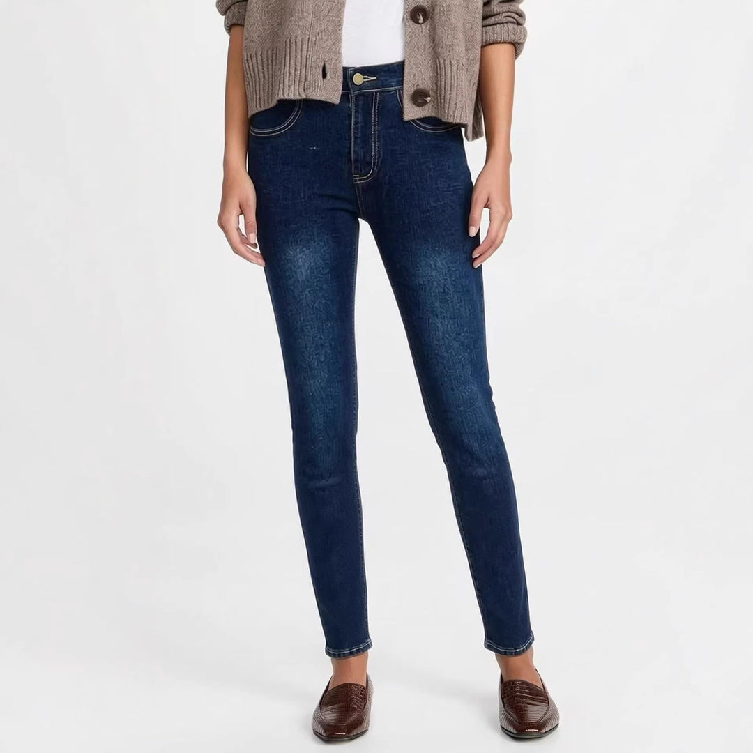 Damen Skinny Jeans im modernen Used-Look mit hohem Bund und elastischem Stretch Lisslune