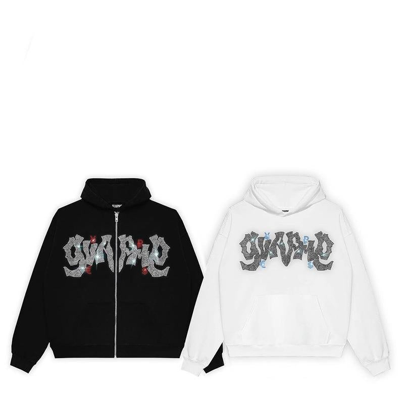 Women's hoodie with elegant glitter design and full-length zipper Lisslune