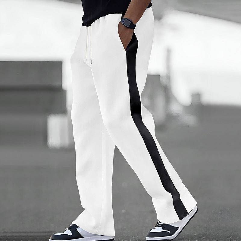 Men's leisure pants with contrasting side stripes and elastic waistband Lisslune