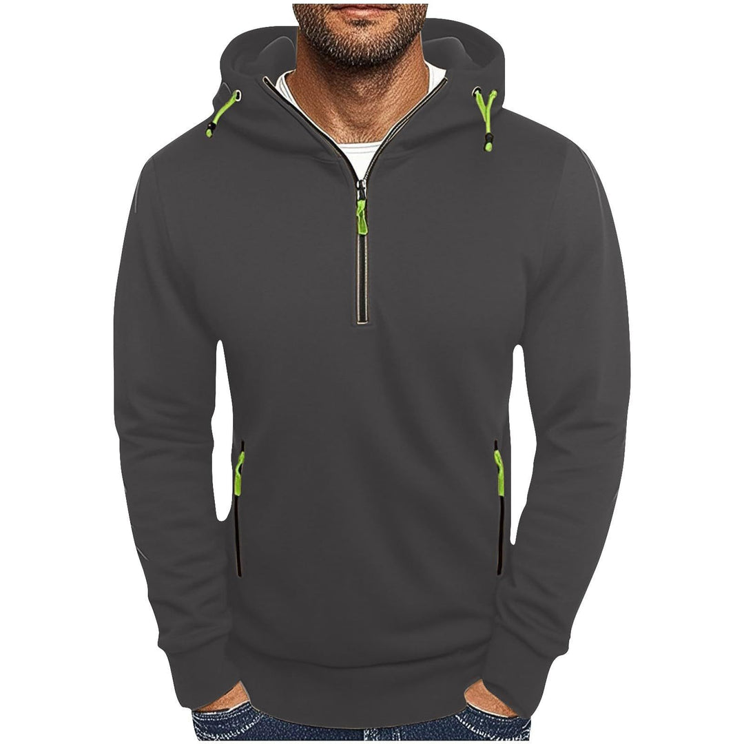 Men's fashionable hoodie with two pockets and half zipper Lisslune