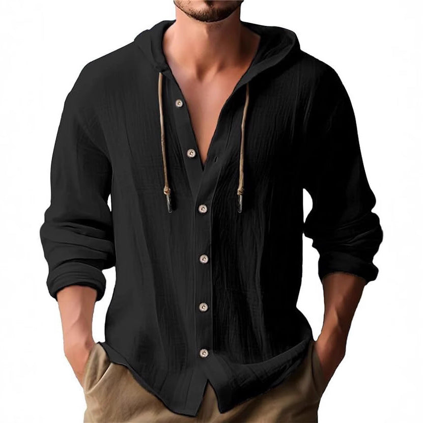 Men's hoodie shirt with button placket and casual fit Lisslune