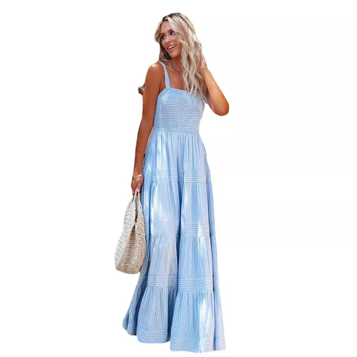 Ladies maxi dress with light ruffle style and elastic bustier Lisslune