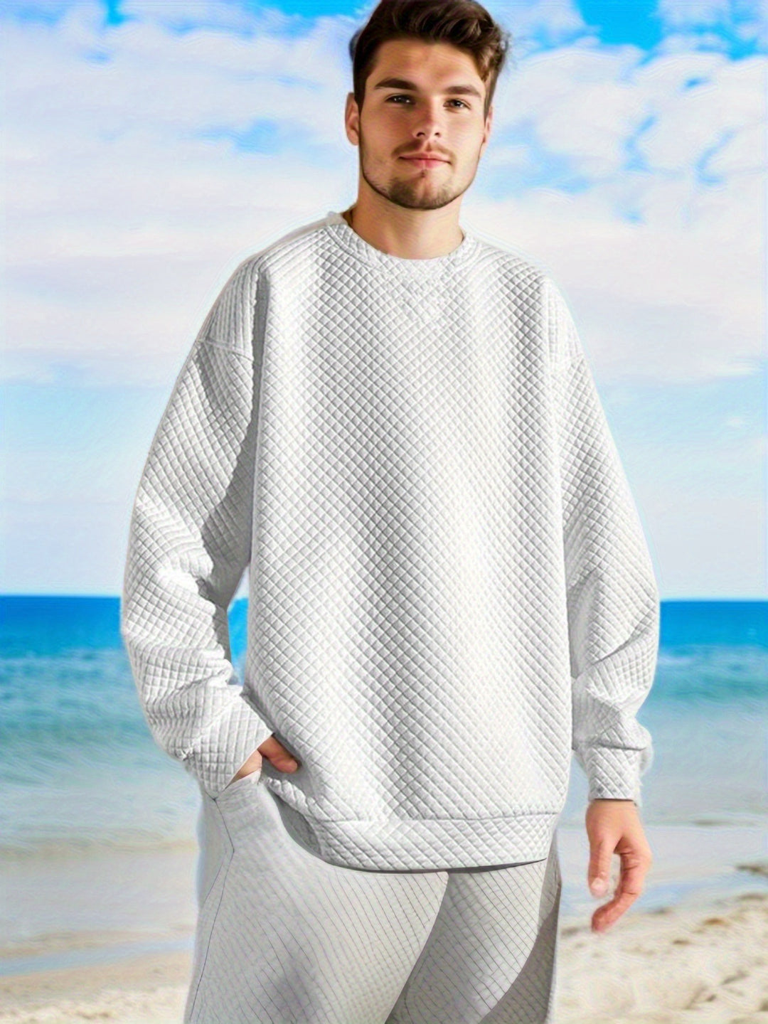 Men's casual sweatshirt with modern quilted pattern Lisslune