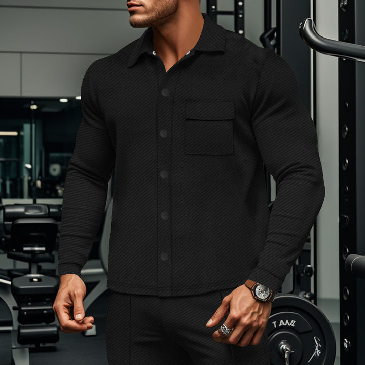 Men's structured long sleeve shirt with practical chest pocket Lisslune