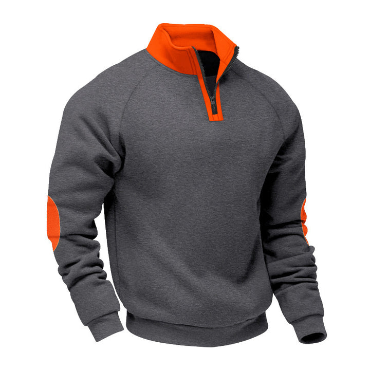 Men's sporty pullover with stand-up collar and practical zipper details Lisslune