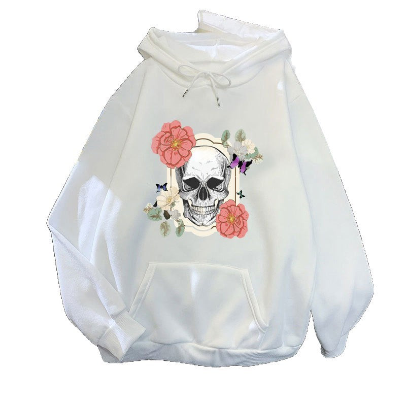Women's hoodie with detailed skull design and floral print Lisslune