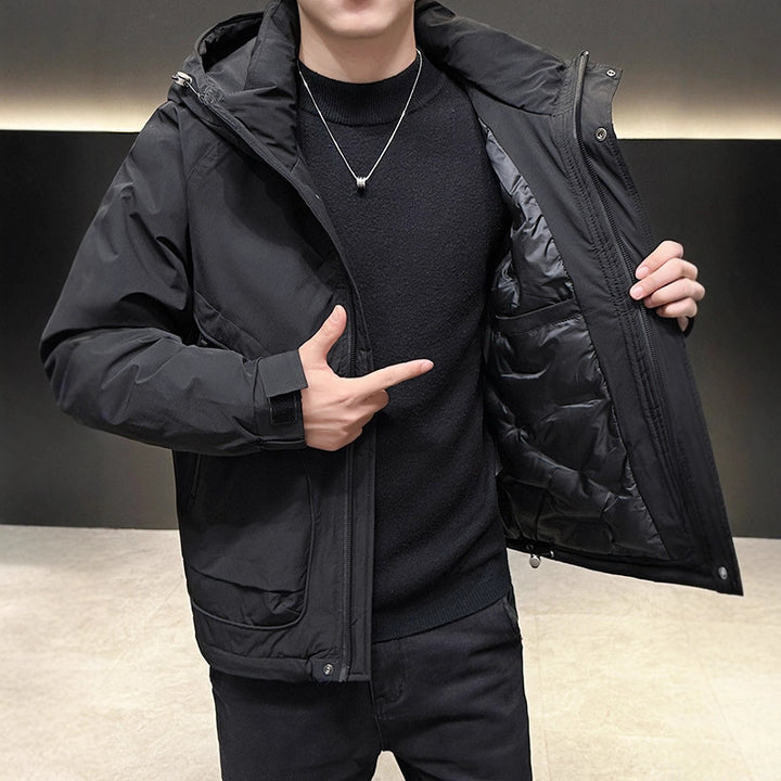 Men's Insulated Jacket with Adjustable Hood Design Lisslune