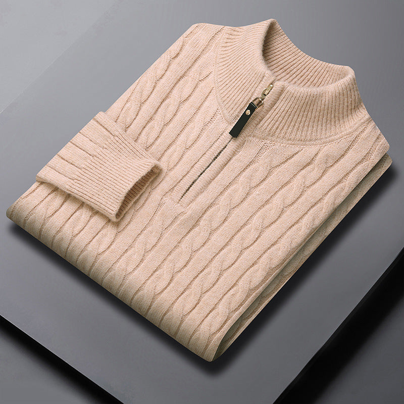 Men's High-Quality Sweater with Textured Zipper Lisslune