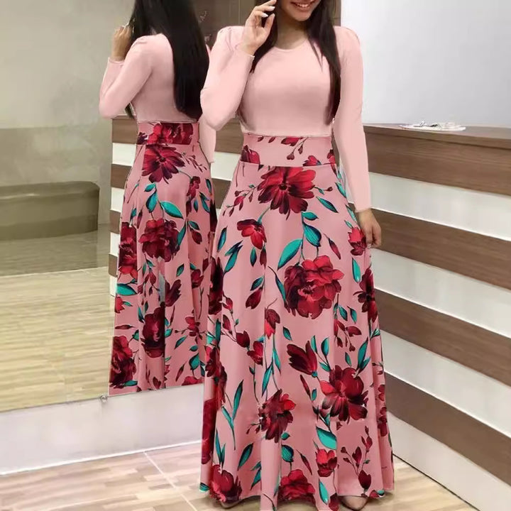 Damen Elegantes Maxikleid mit grafischem Druck und flexiblem Bund Lisslune