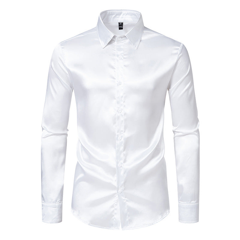 Men's Elegant and Shiny Long Sleeve Shirt with Innovative Texture Lisslune